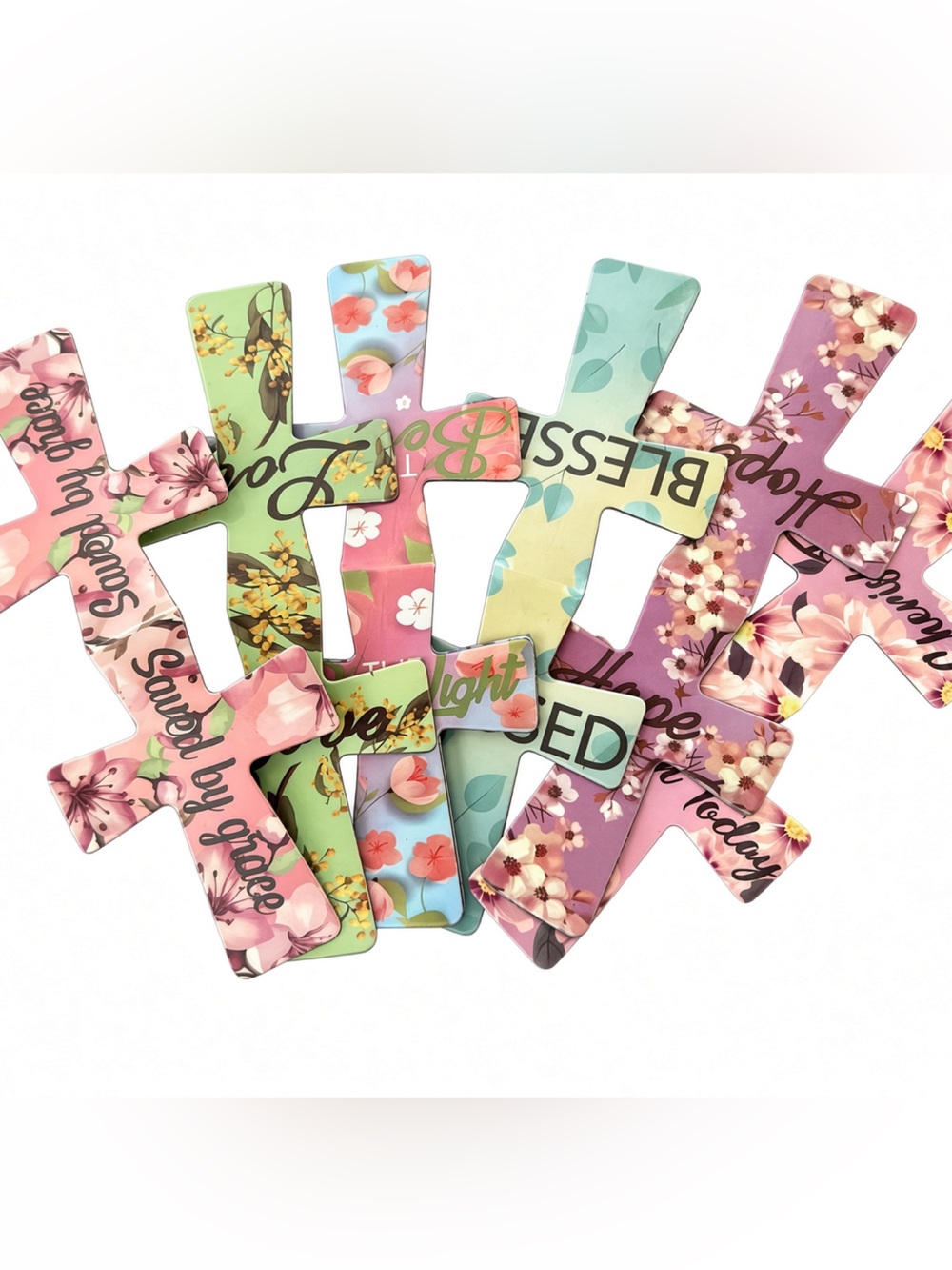 Floral cross magnetic bookmarks 6 religious magnets - Picture 4 of 4